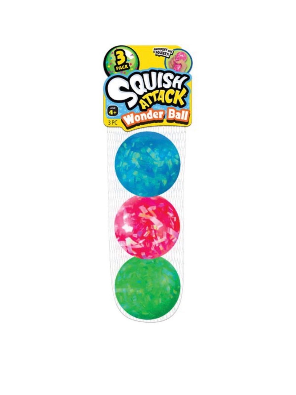 Squish Attack Wonder Ball 3-Pack - Blue, Pink, Green Glitter